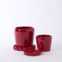 Cinnamon Twist Pot with Saucer – Red – 5.5″